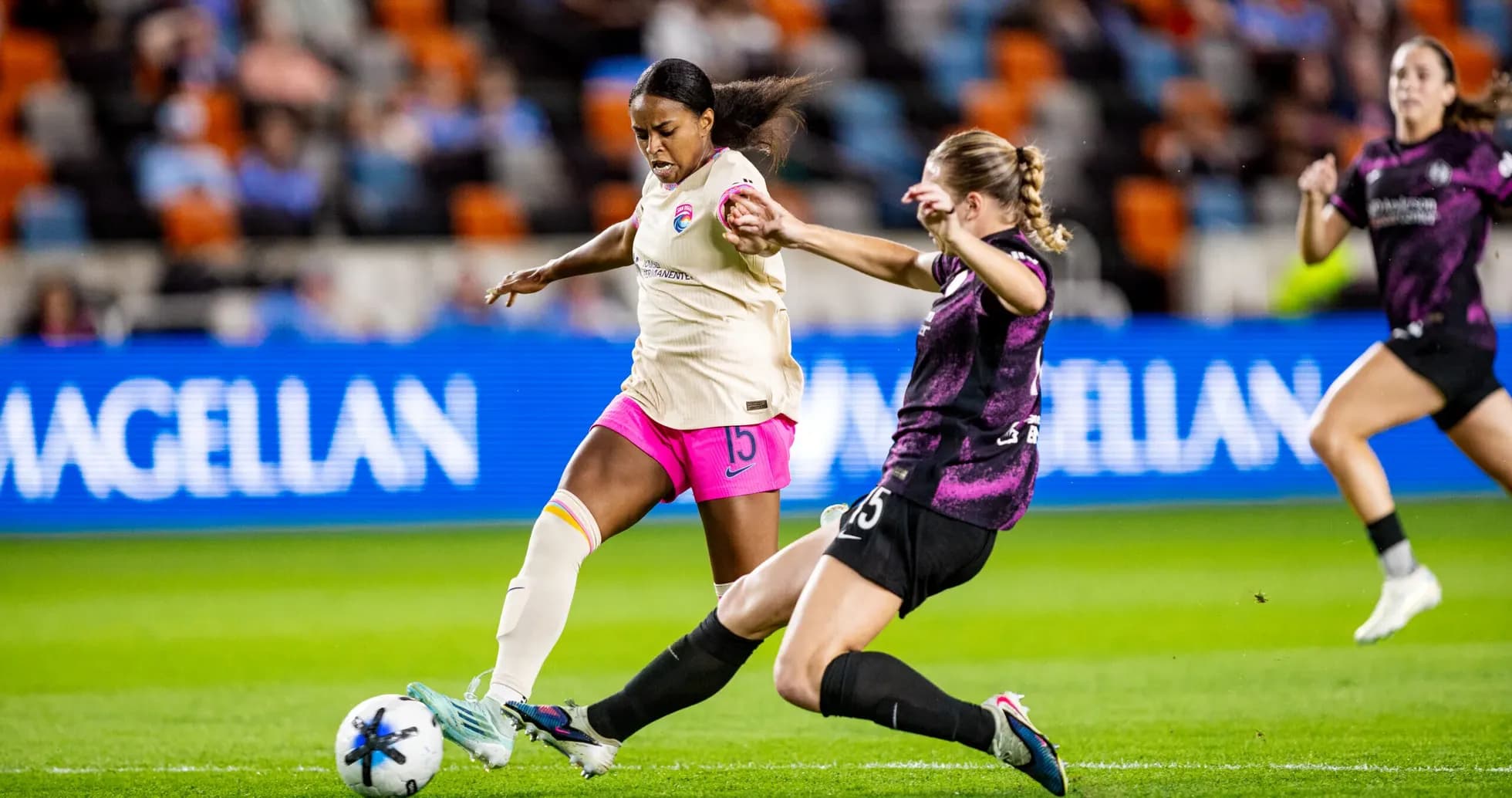 Player tackling during NJ/NY Gotham FC vs Houston Dash Player tackling during NJ/NY Gotham FC vs Houston Dash