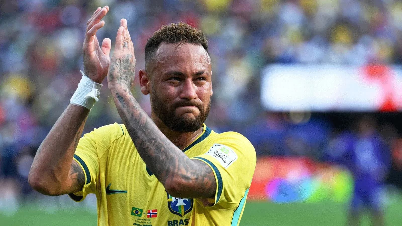 Neymar applauding fans after match in Brazil jersey Neymar applauding fans after match in Brazil jersey