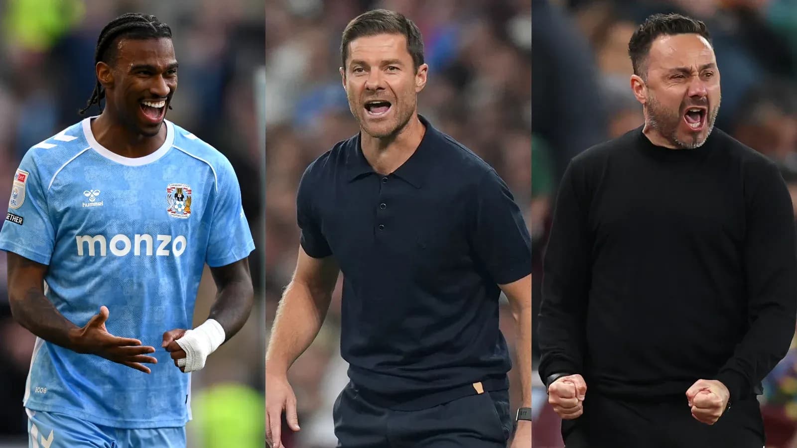Coventry player and two managers during match Coventry player and two managers during match