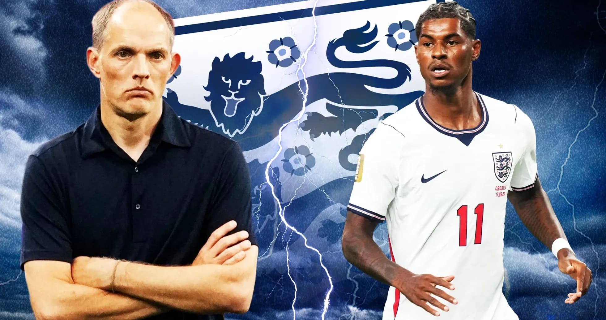 Coach and player with England flag background Coach and player with England flag background
