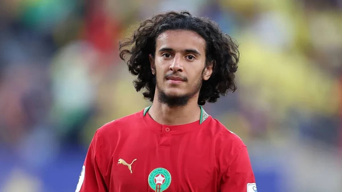Moroccan player in red jersey during match Moroccan player in red jersey during match