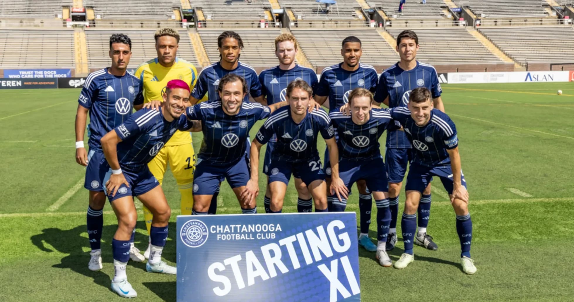 Chattanooga FC starting XI lineup on field Chattanooga FC starting XI lineup on field