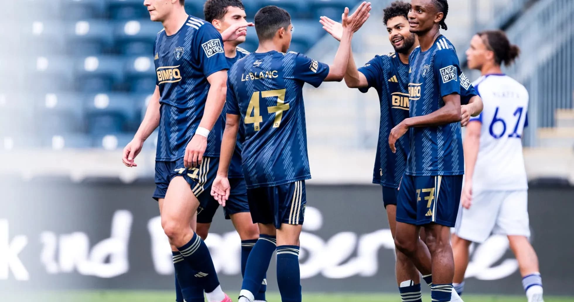 Philadelphia Union II players celebrating a goal Philadelphia Union II players celebrating a goal