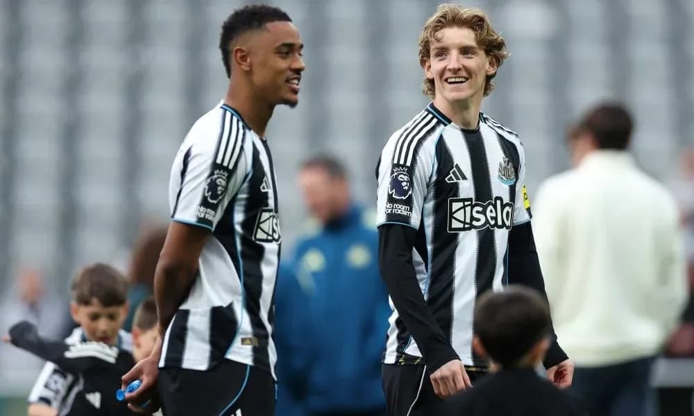 Newcastle players interacting during training session Newcastle players interacting during training session