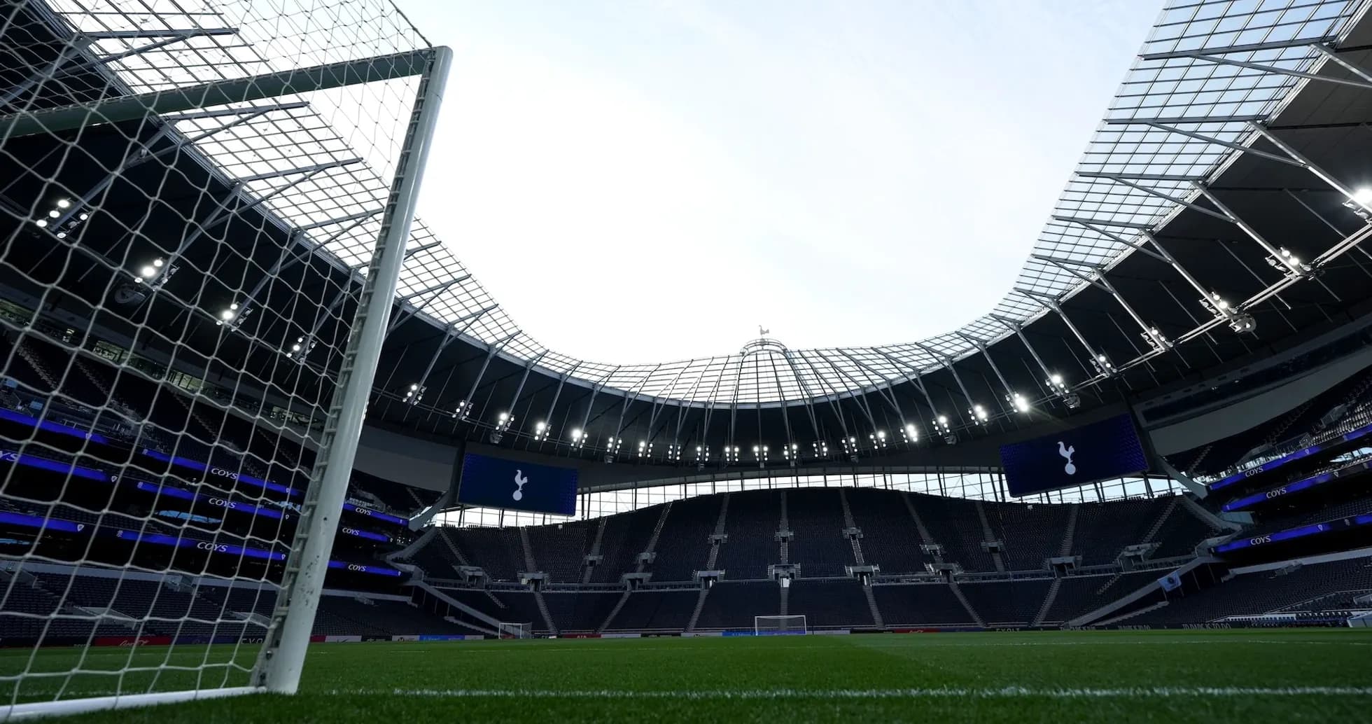 View of Tottenham Hotspur Stadium from goal area View of Tottenham Hotspur Stadium from goal area