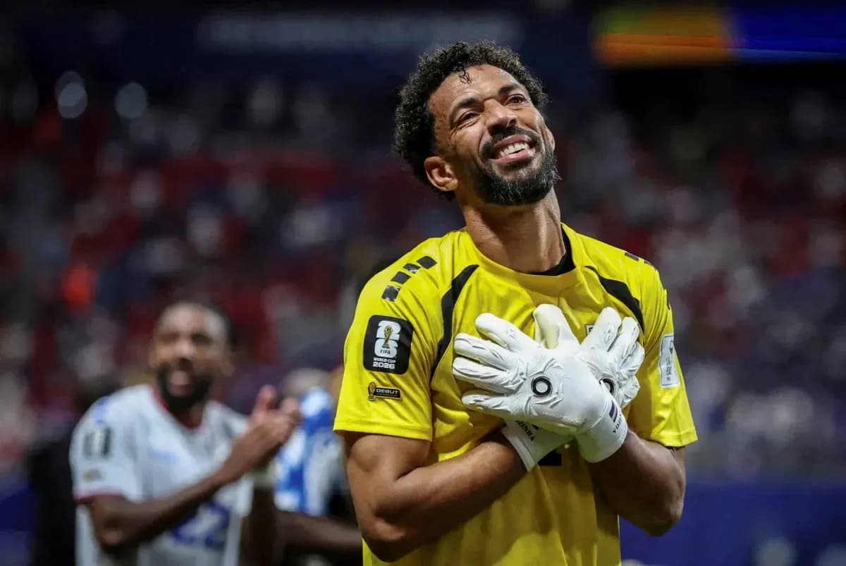 Goalkeeper celebrating after match victory Goalkeeper celebrating after match victory