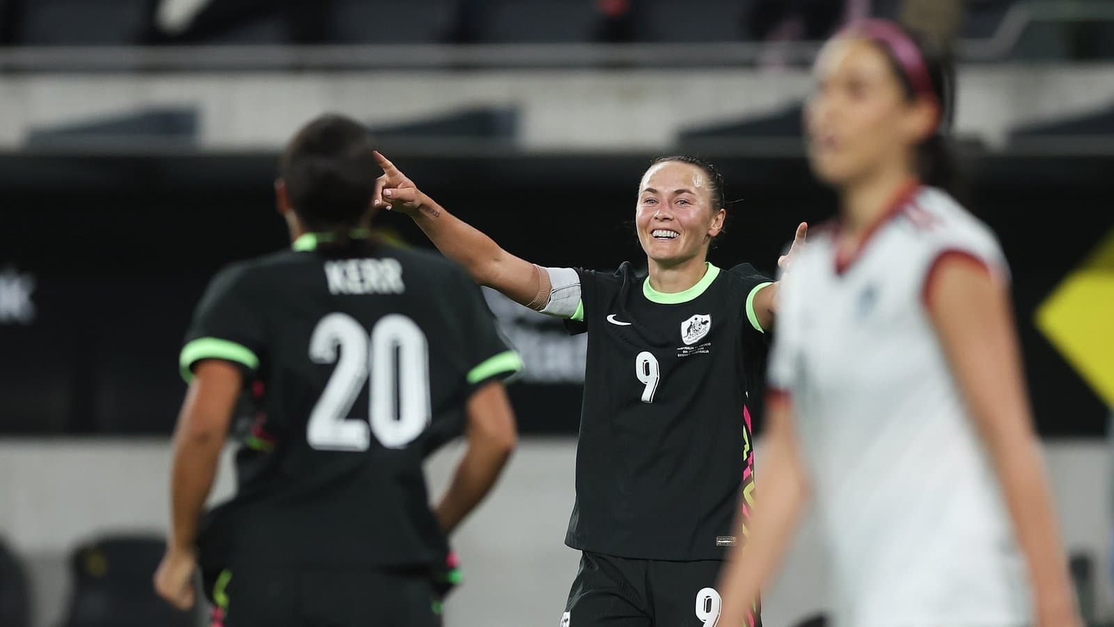 Player celebrating a goal during a match Player celebrating a goal during a match