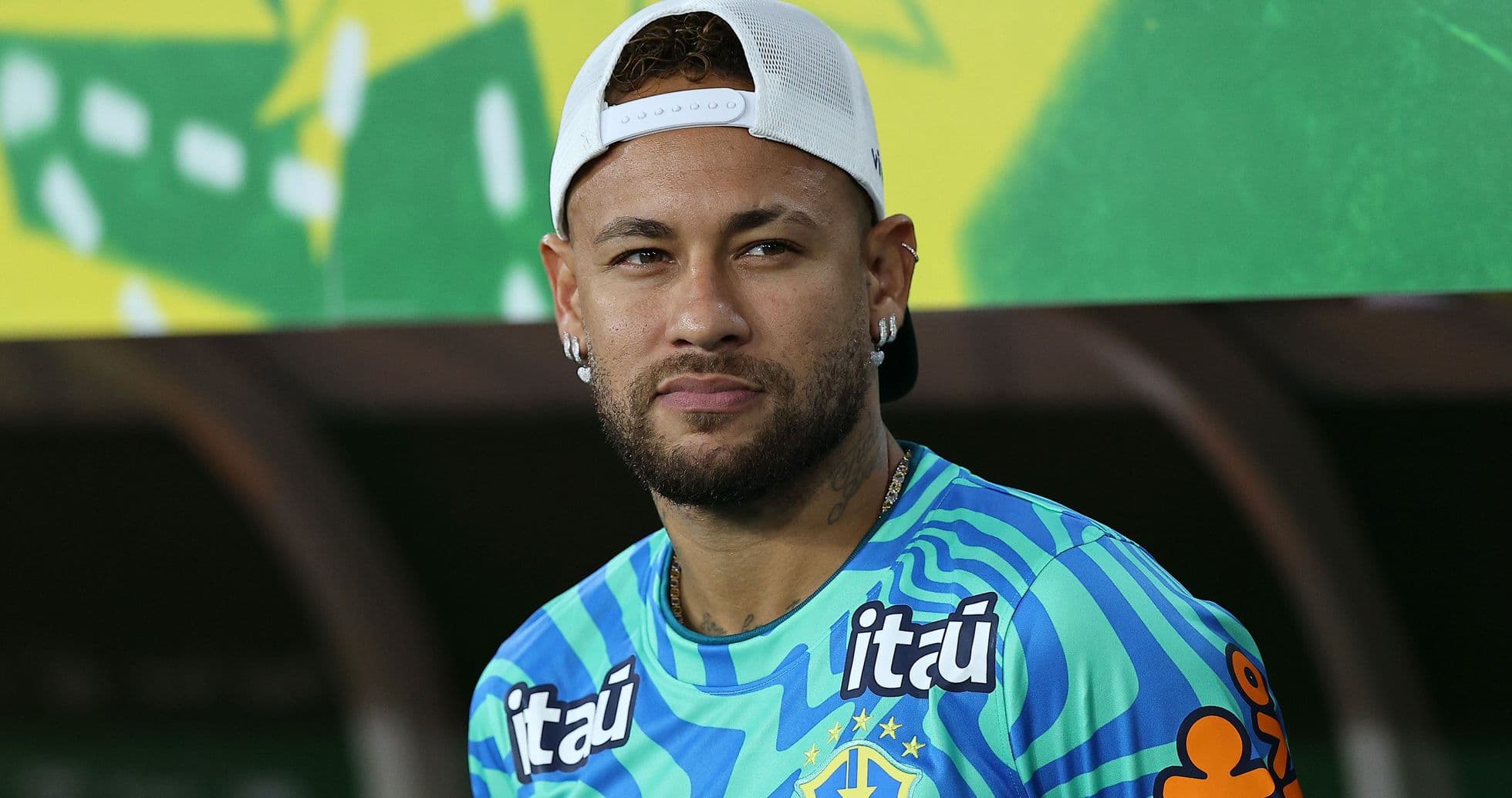 Player wearing Brazil jersey at press conference Player wearing Brazil jersey at press conference