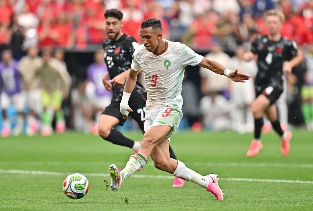 Moroccan player striking the ball during match Moroccan player striking the ball during match