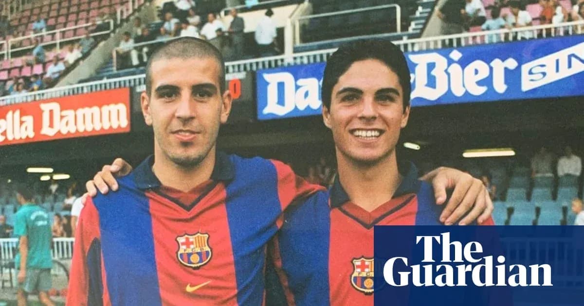 Two young players posing in Barcelona jerseys Two young players posing in Barcelona jerseys