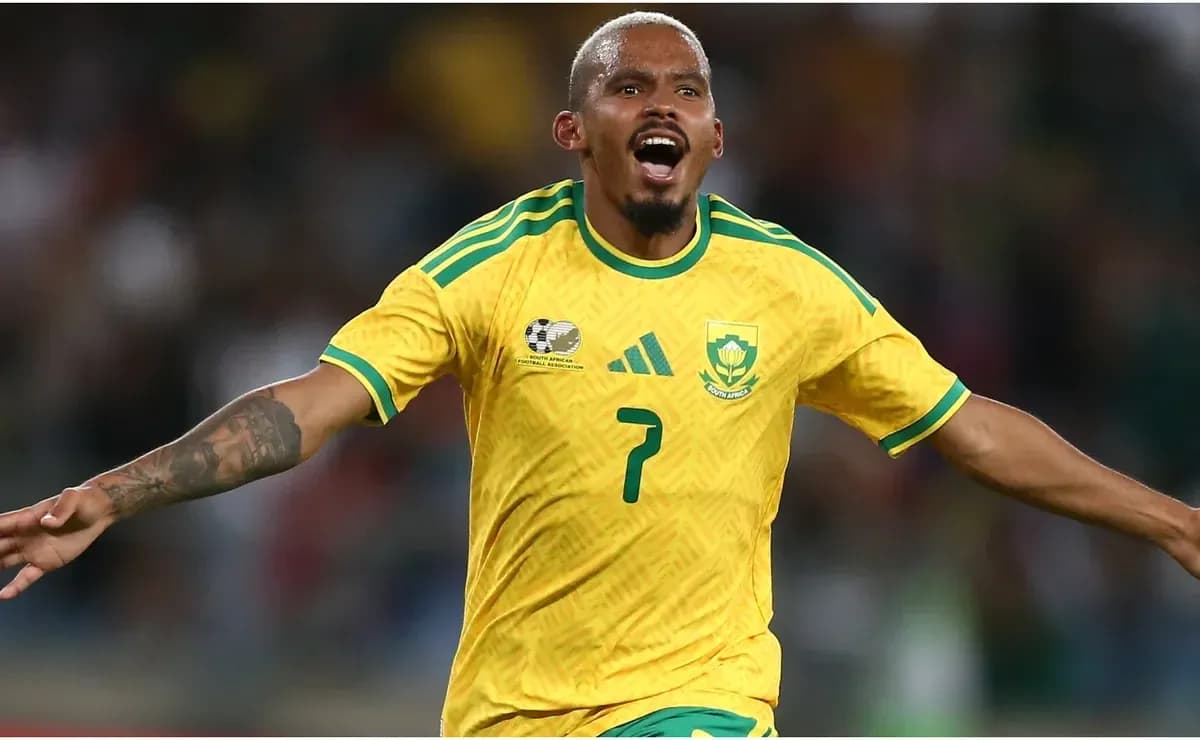 South African player celebrating a goal on field South African player celebrating a goal on field