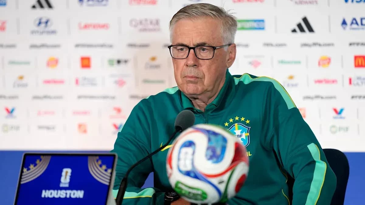 Manager at press conference with soccer ball Manager at press conference with soccer ball