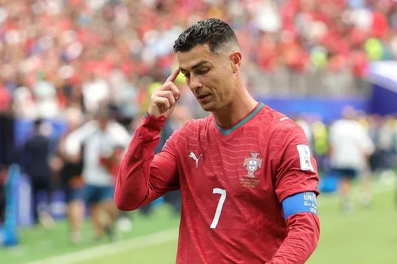 Cristiano Ronaldo gesturing during match on field Cristiano Ronaldo gesturing during match on field