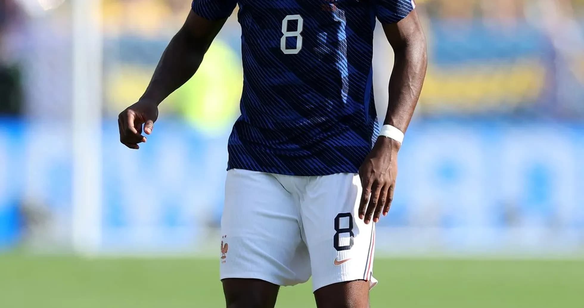 Player in blue France kit preparing for play Player in blue France kit preparing for play