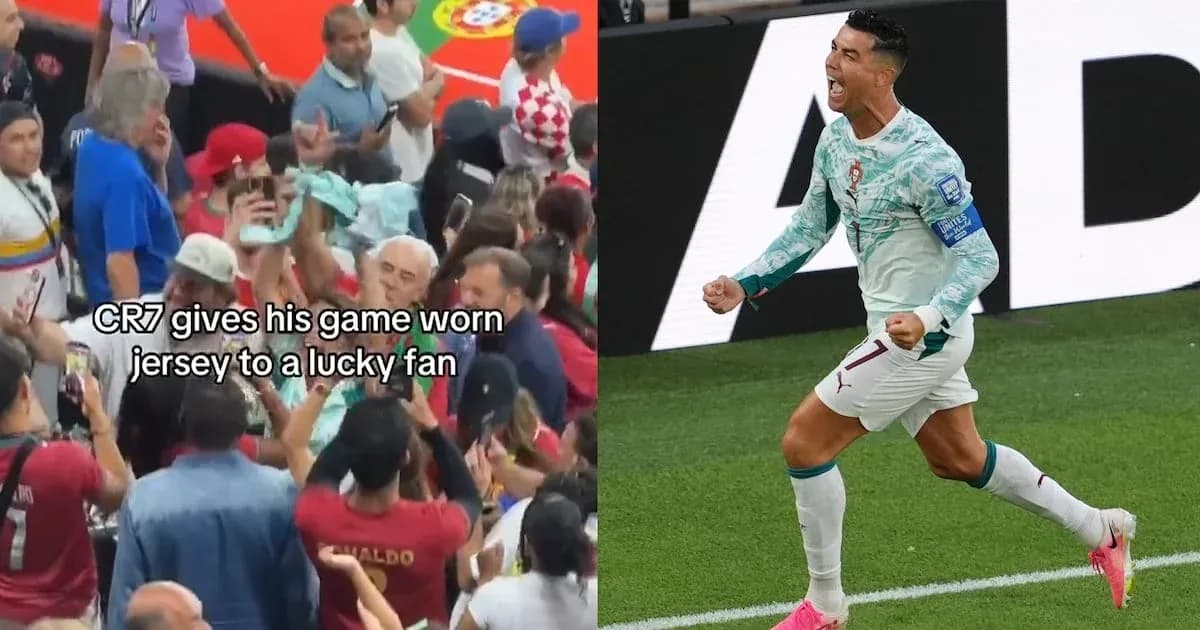 Fans celebrating as player gives away jersey Fans celebrating as player gives away jersey