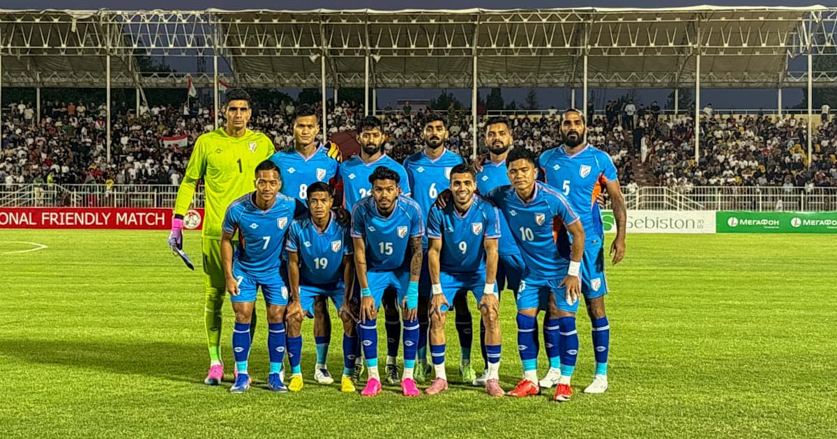 Indian national football team posing before match Indian national football team posing before match
