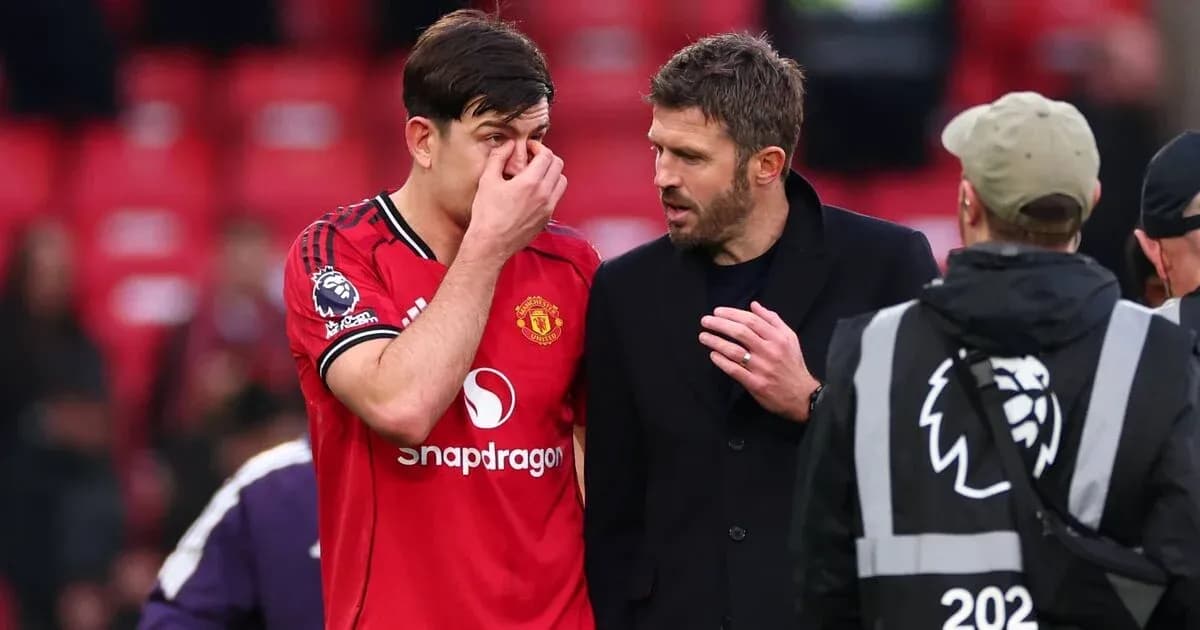 Harry Maguire and Michael Carrick discussing after match Harry Maguire and Michael Carrick discussing after match