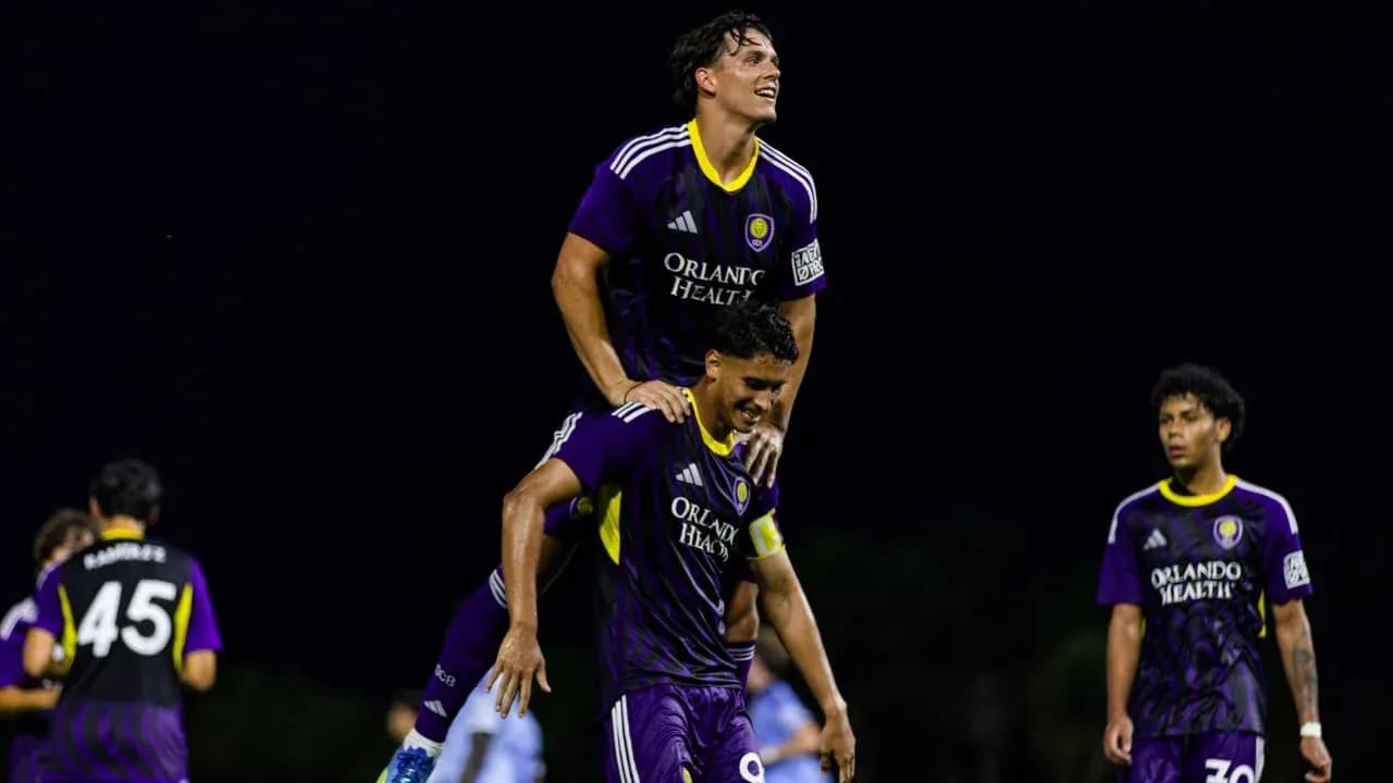 Players celebrating during Orlando City II match Players celebrating during Orlando City II match