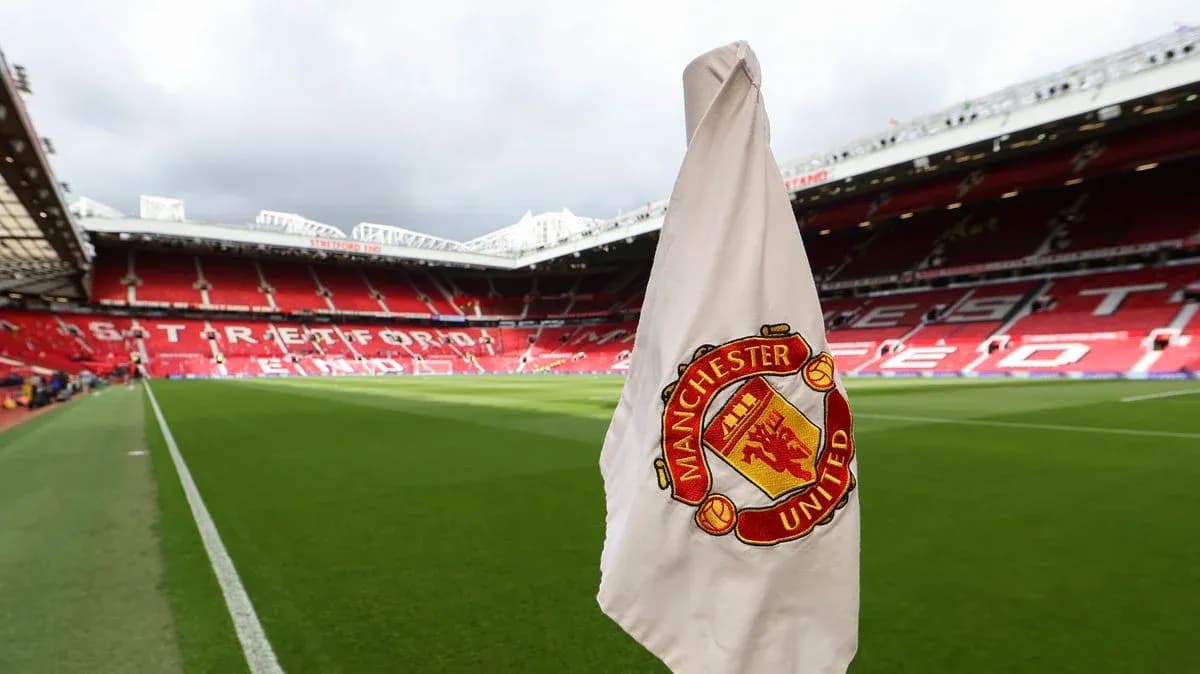 Manchester United corner flag at Old Trafford stadium Manchester United corner flag at Old Trafford stadium