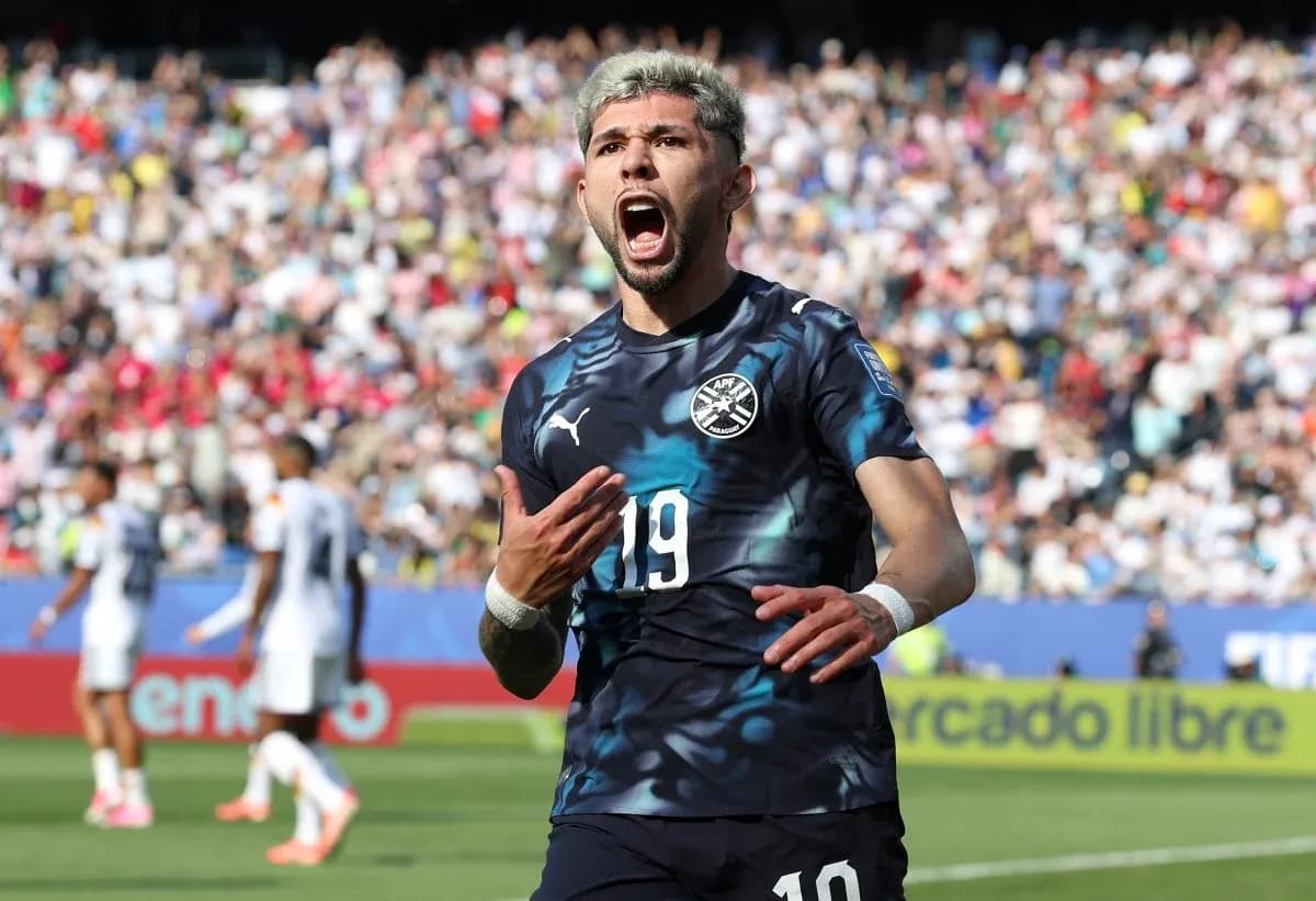 Paraguay player celebrating during match Paraguay player celebrating during match