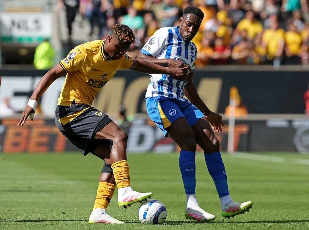 Player tackles during Brighton vs Wolves match Player tackles during Brighton vs Wolves match