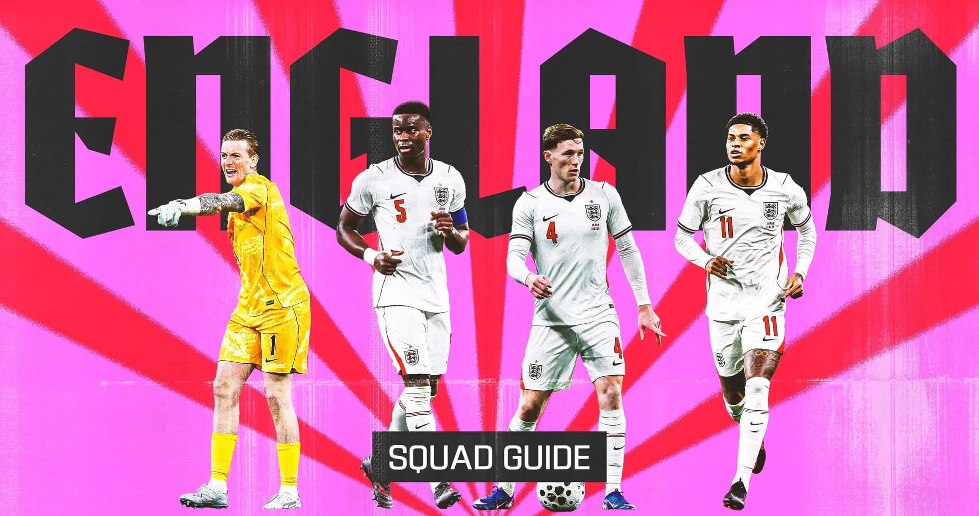 England squad members posing with bold background England squad members posing with bold background