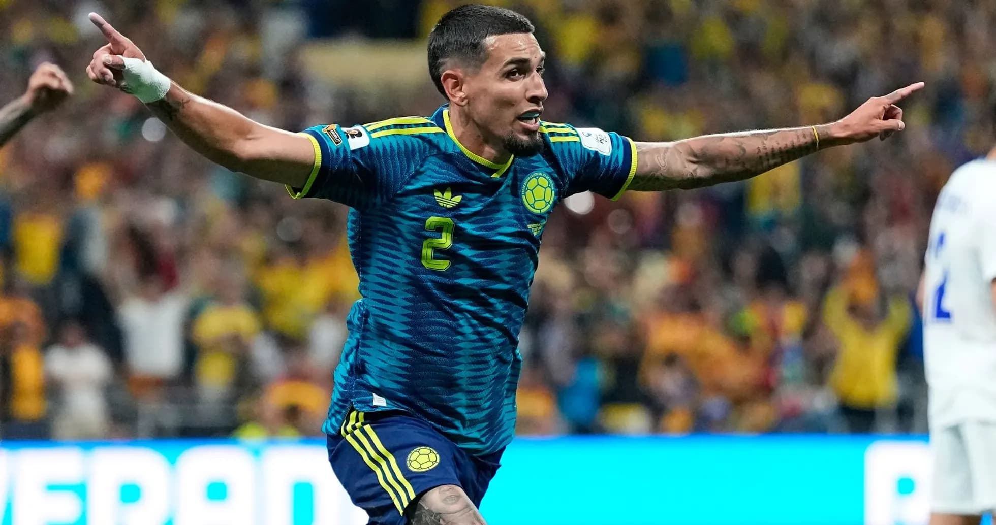 Colombian player celebrating during match Colombian player celebrating during match