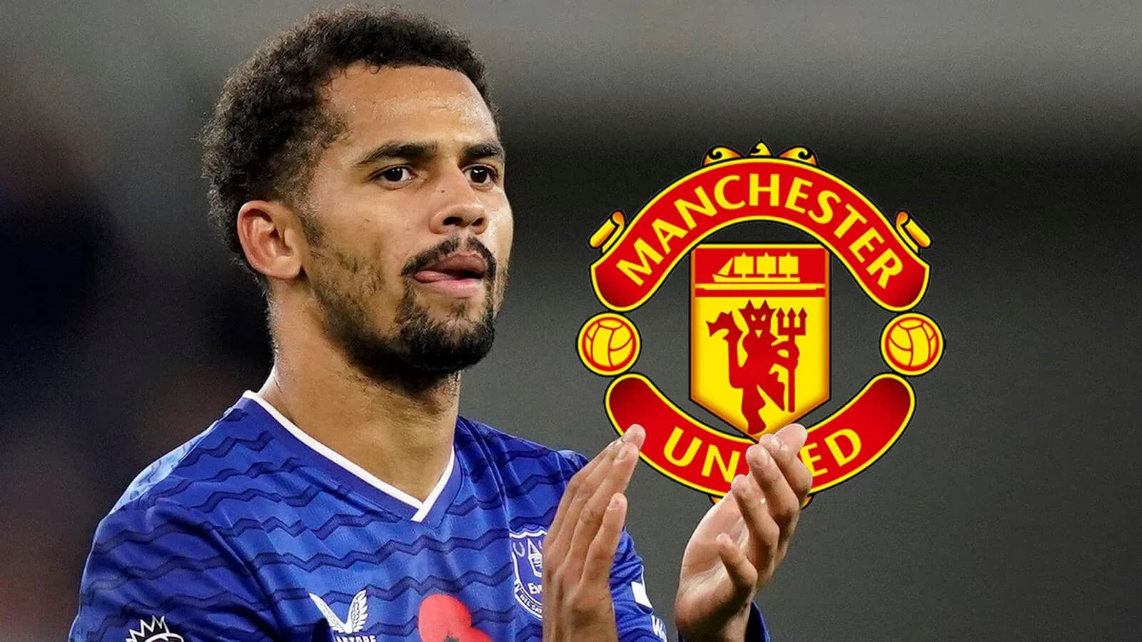 Player applauding with Manchester United logo background Player applauding with Manchester United logo background