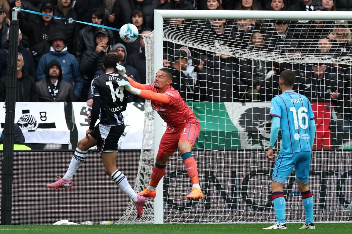 Goalkeeper attempting to save a shot during match Goalkeeper attempting to save a shot during match