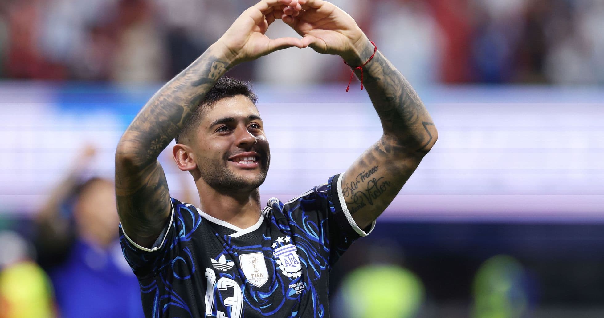 Player making a heart gesture after the match Player making a heart gesture after the match