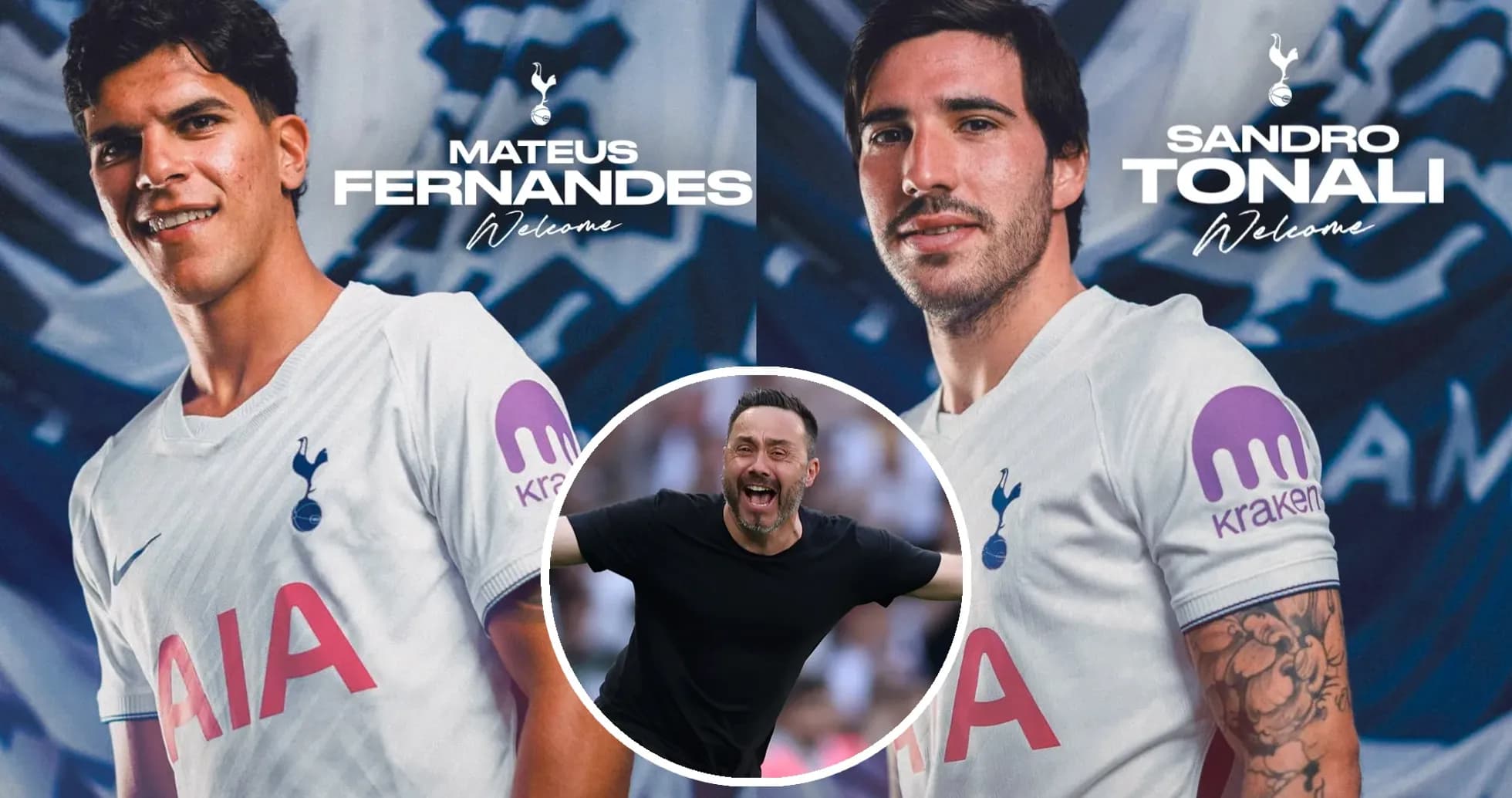 Mateus Fernandes and Sandro Tonali in Tottenham kits Mateus Fernandes and Sandro Tonali in Tottenham kits