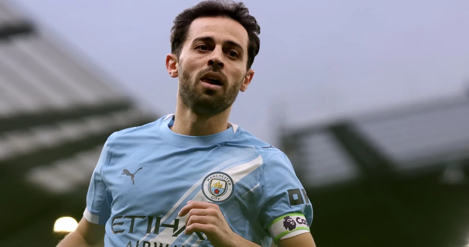 Player wearing Manchester City jersey during match Player wearing Manchester City jersey during match