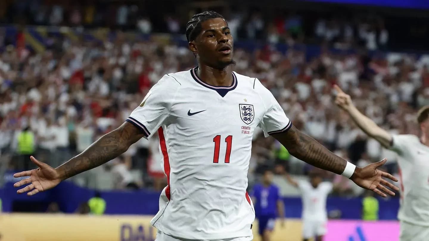 Player celebrating a goal during England match Player celebrating a goal during England match