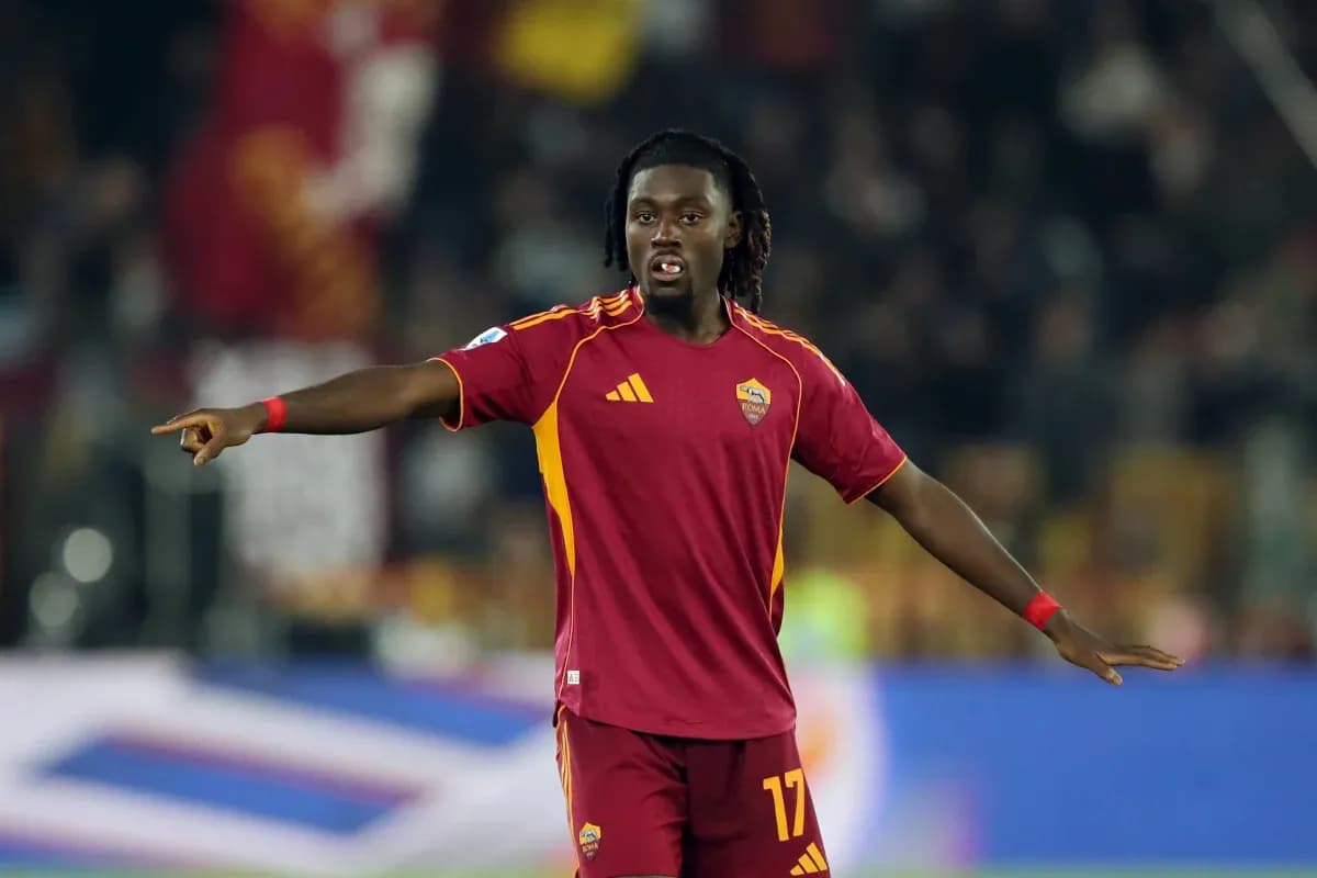 Player gesturing during match wearing Roma jersey Player gesturing during match wearing Roma jersey