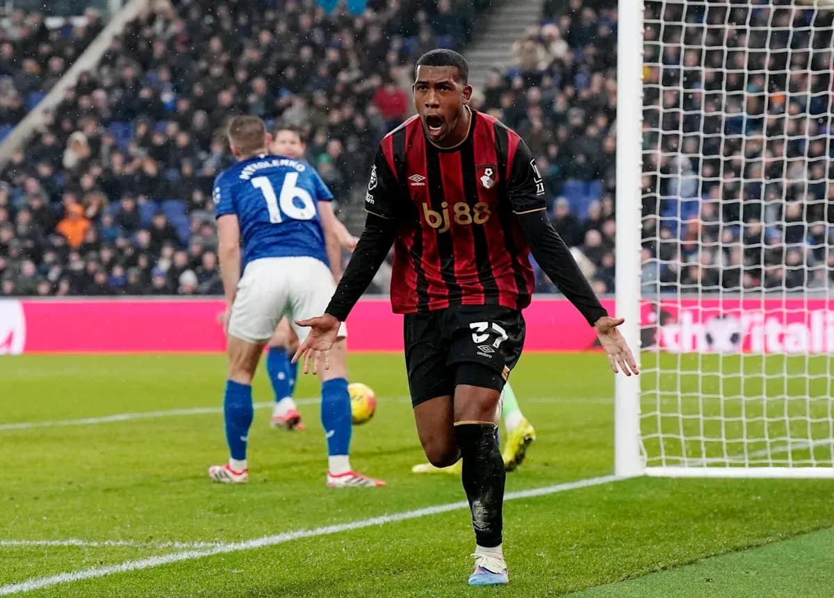 Bournemouth player celebrating near goalpost Bournemouth player celebrating near goalpost