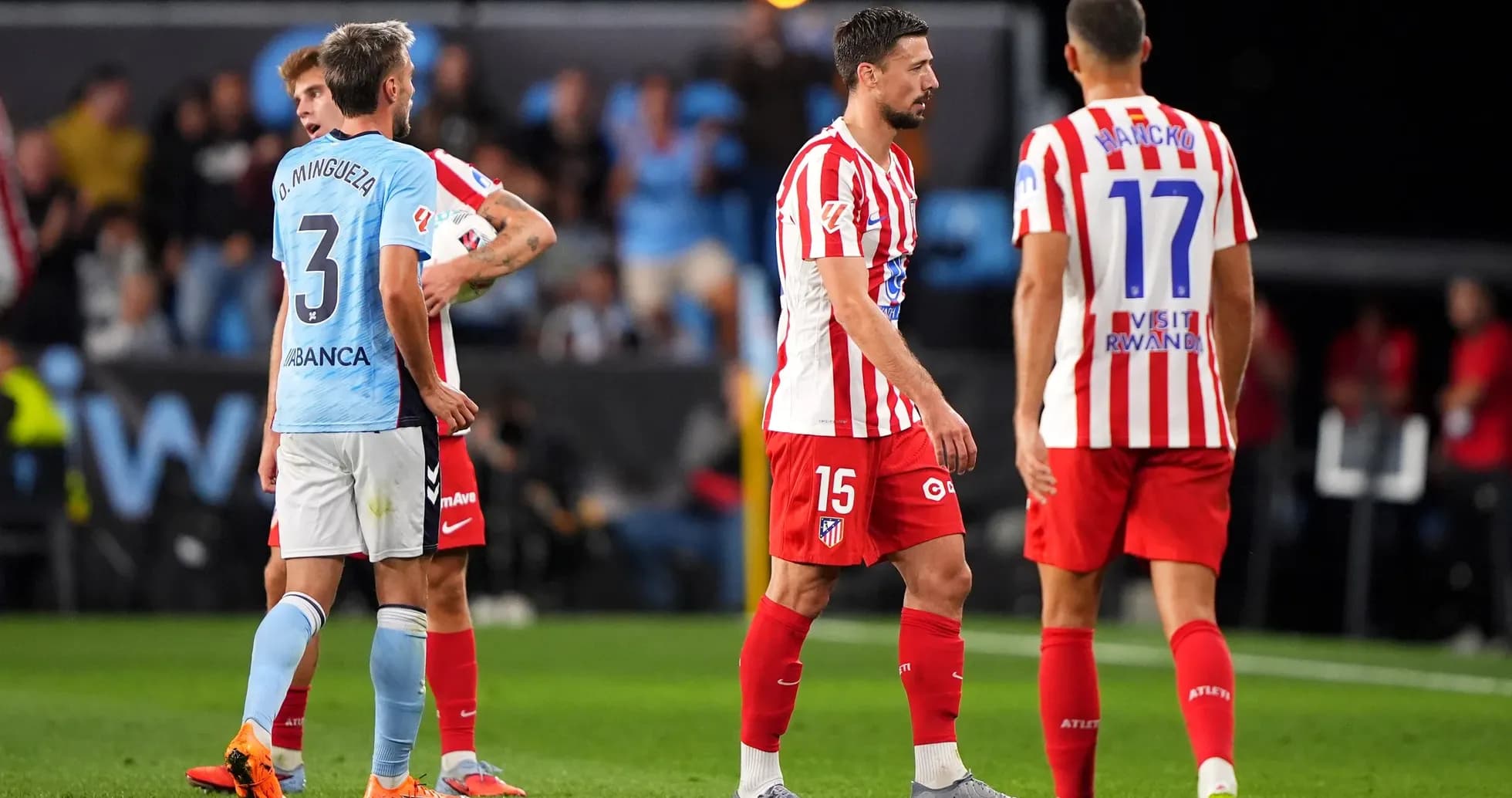 Atletico Madrid players during La Liga match Atletico Madrid players during La Liga match