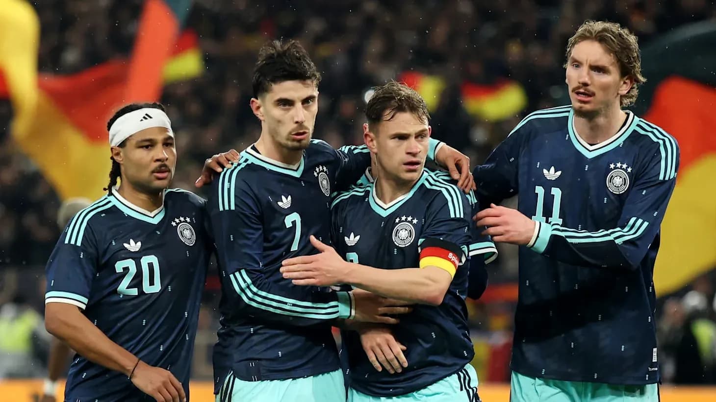 German players celebrating during match against Curaçao German players celebrating during match against Curaçao