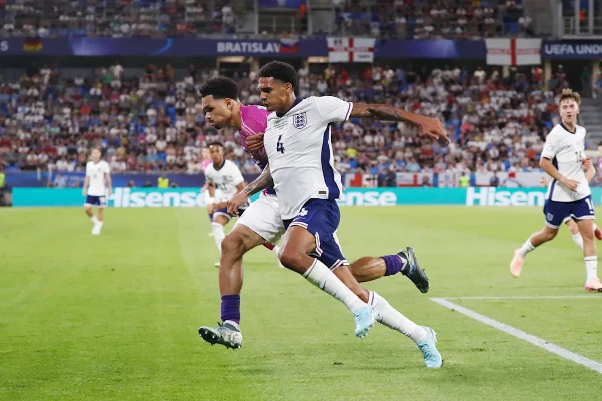 England players battling for the ball during match England players battling for the ball during match