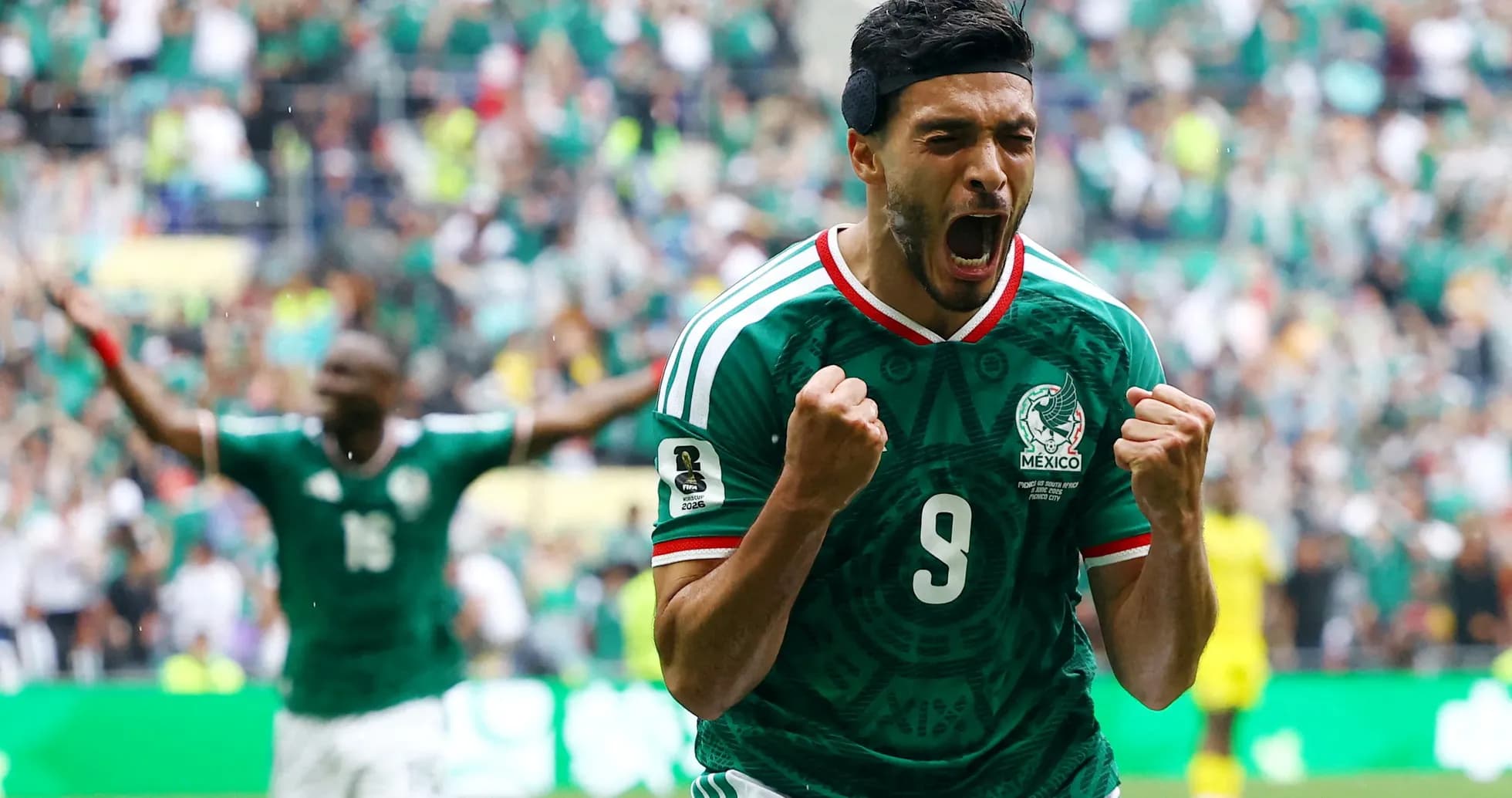Raúl Jiménez celebrating goal for Mexico Raúl Jiménez celebrating goal for Mexico